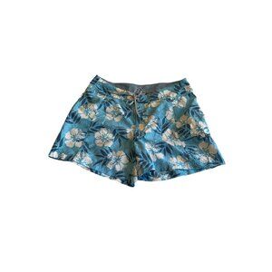 The North Face Womens Floral Swim Shorts Size 10 Blue/White